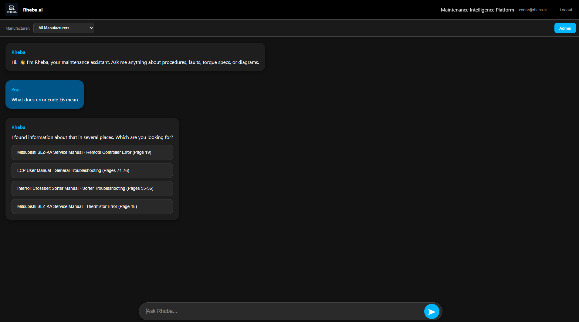 Rheba asking which manual the answer should come from